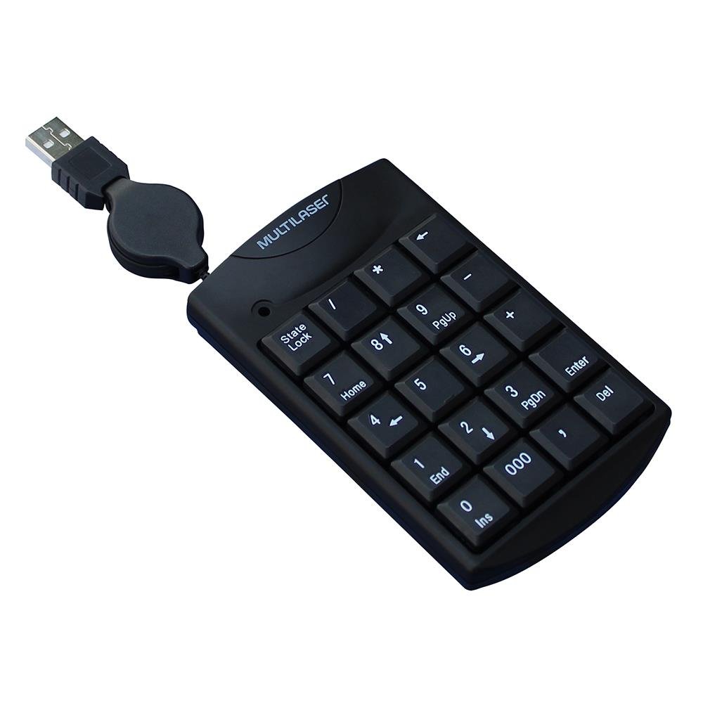 Teclado Numérico Multilaser com Cabo Retrátil USB Preto - TC230