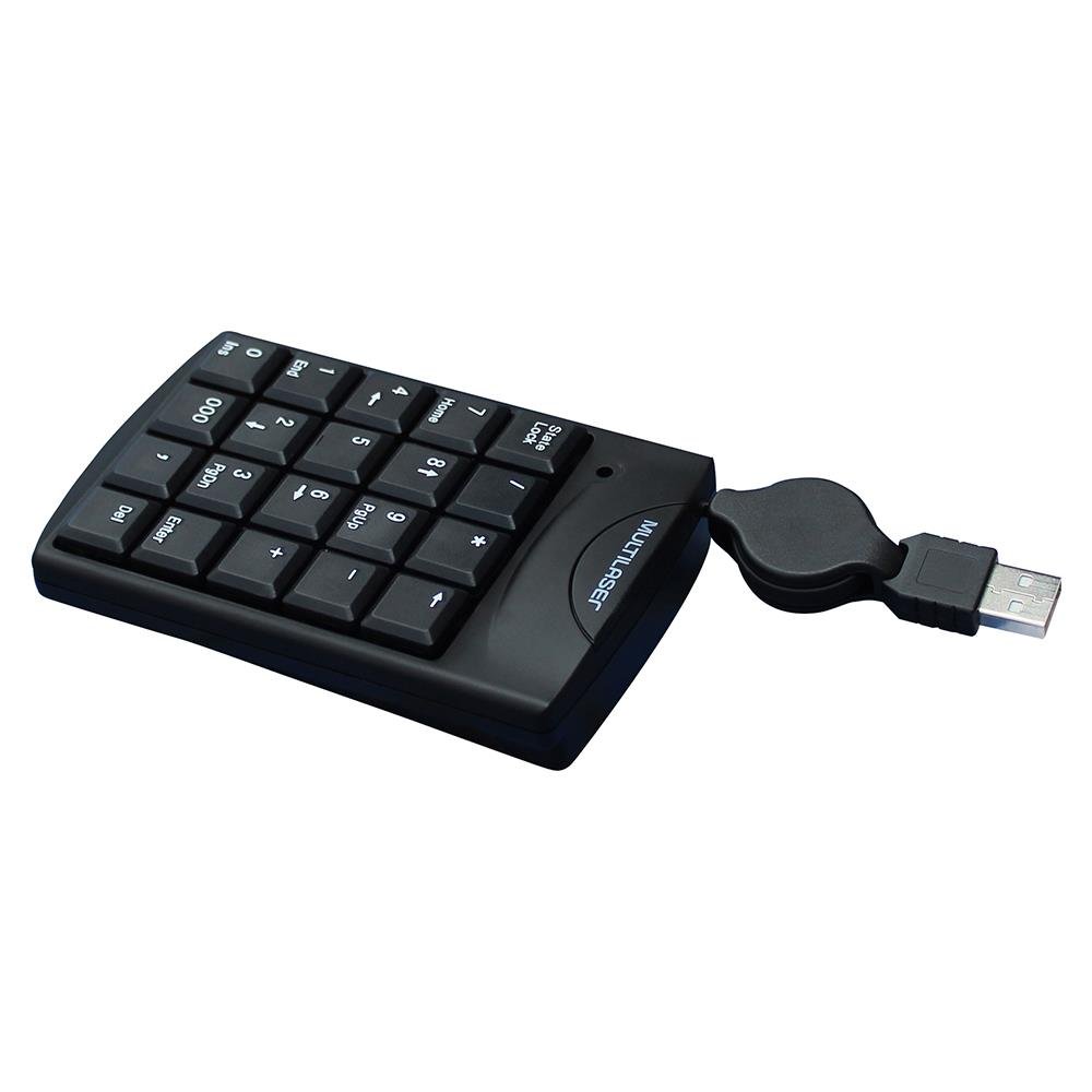 Teclado Numérico Multilaser com Cabo Retrátil USB Preto - TC230
