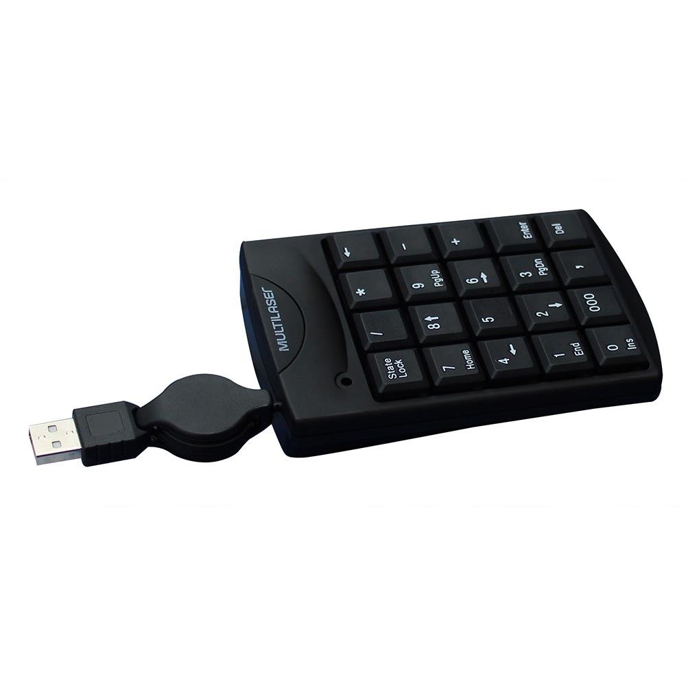 Teclado Numérico Multilaser com Cabo Retrátil USB Preto - TC230