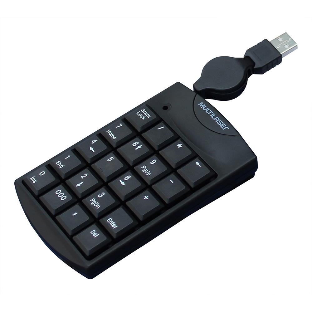 Teclado Numérico Multilaser com Cabo Retrátil USB Preto - TC230