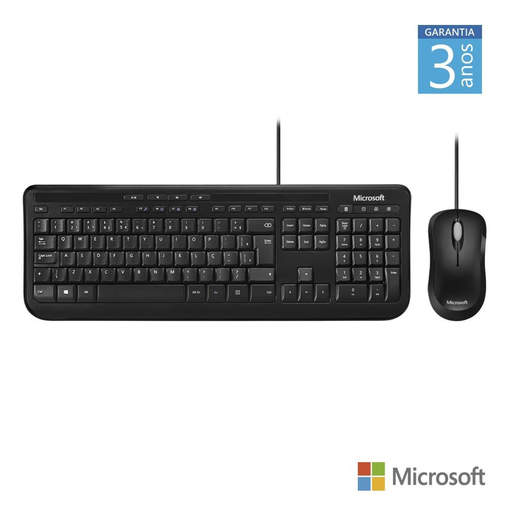 Teclado E Mouse Com Fio Desktop 600 Usb Preto Microsoft - APB00005