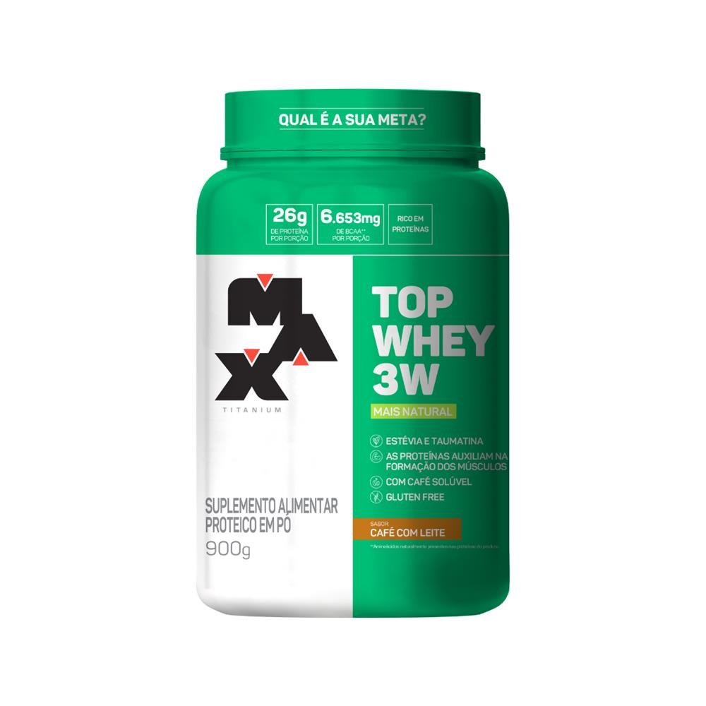 Top Whey 3W + Natural Pote 900G Café Com Leite Max Titanium