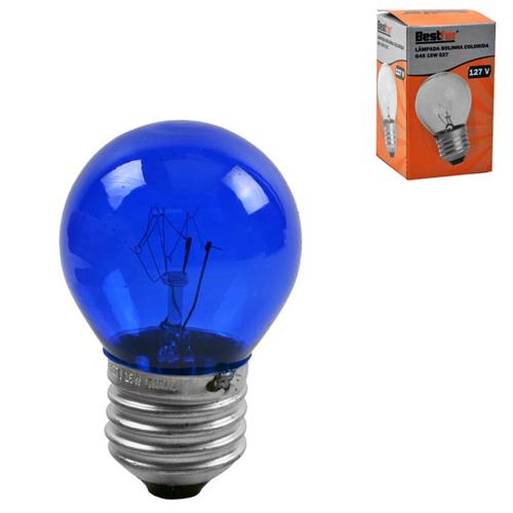 Lâmpada Incandescente 110V E24 G45 15W Colorida