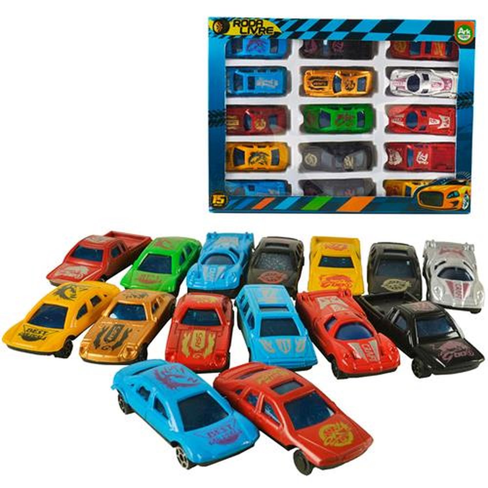 Carro Colecao De Plástico Roda Livre 15 Peças