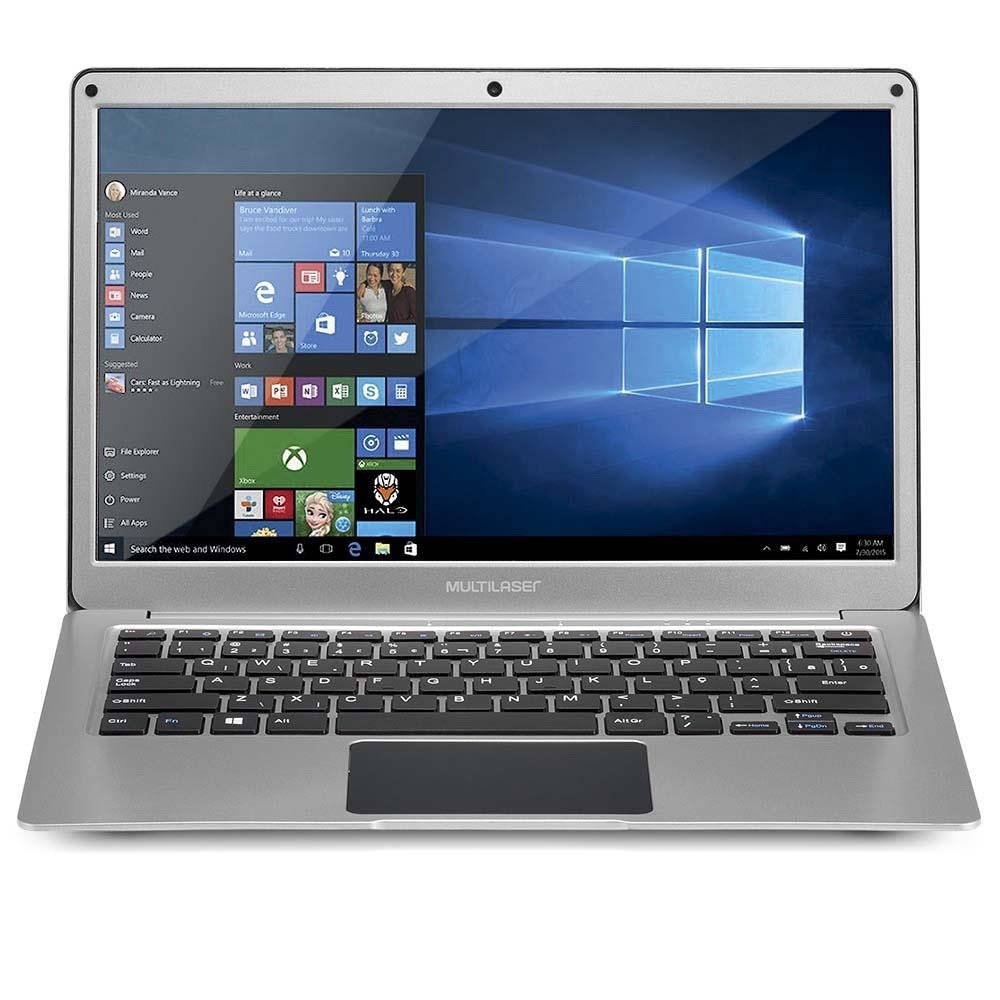 Notebook Multilaser Legacy Air Intel Celeron 4GB capac. de até 152GB (32GB+120SSD) 13.3 Pol Full HD Win 10 Prata - PC240