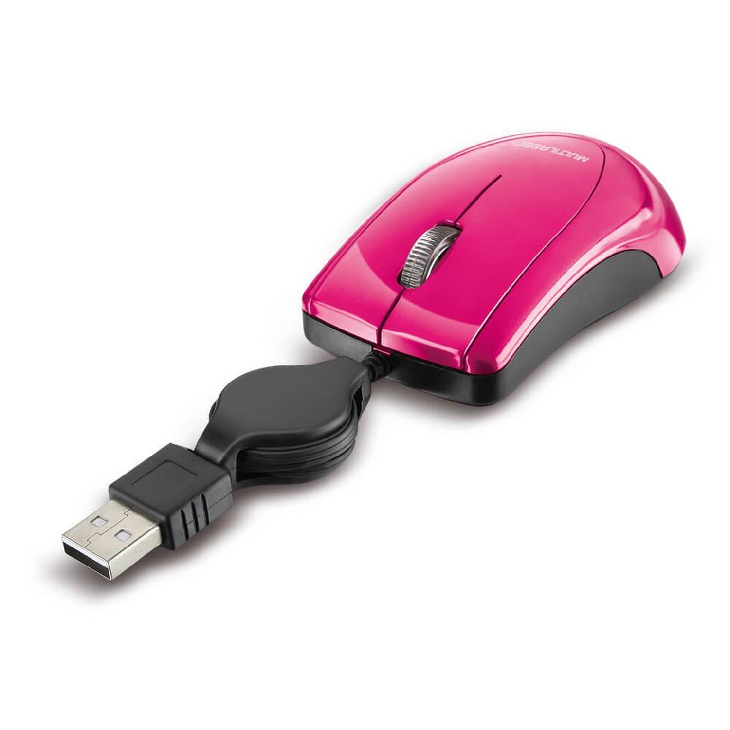 Mini Mouse Multilaser Retratil Usb 800Dpi Rosa - MO161