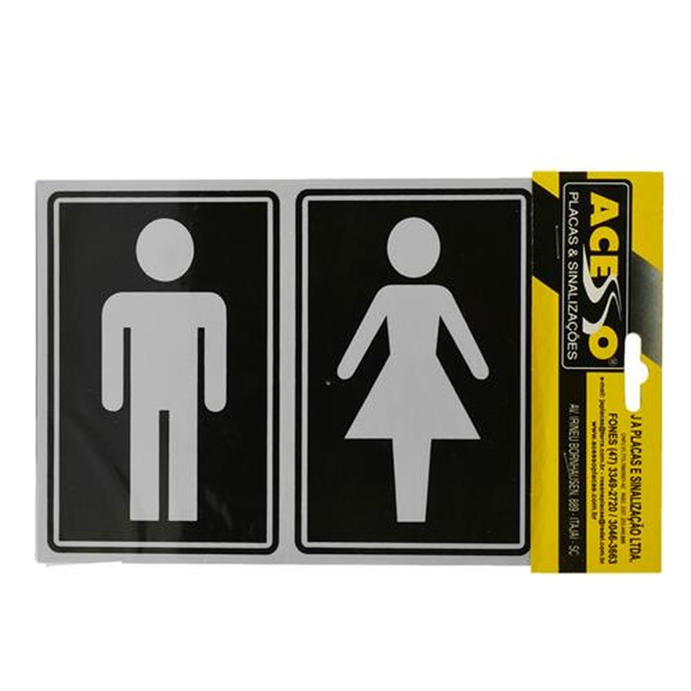 Placa De Sinalizacao Feminino E Masculino Preto