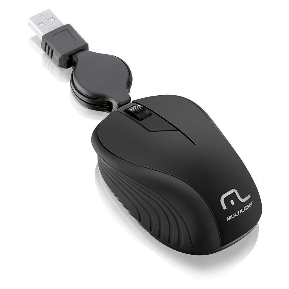Mouse Multilaser Retratil Preto - MO231