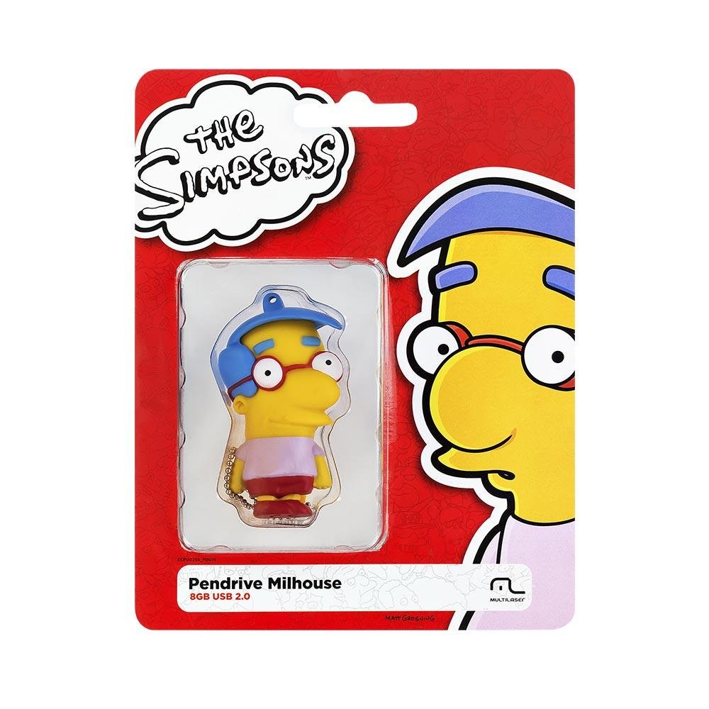 Pen Drive Milhouse Simpsons 8GB USB Leitura 10MB/s e Gravação 3MB/s Multilaser - PD075