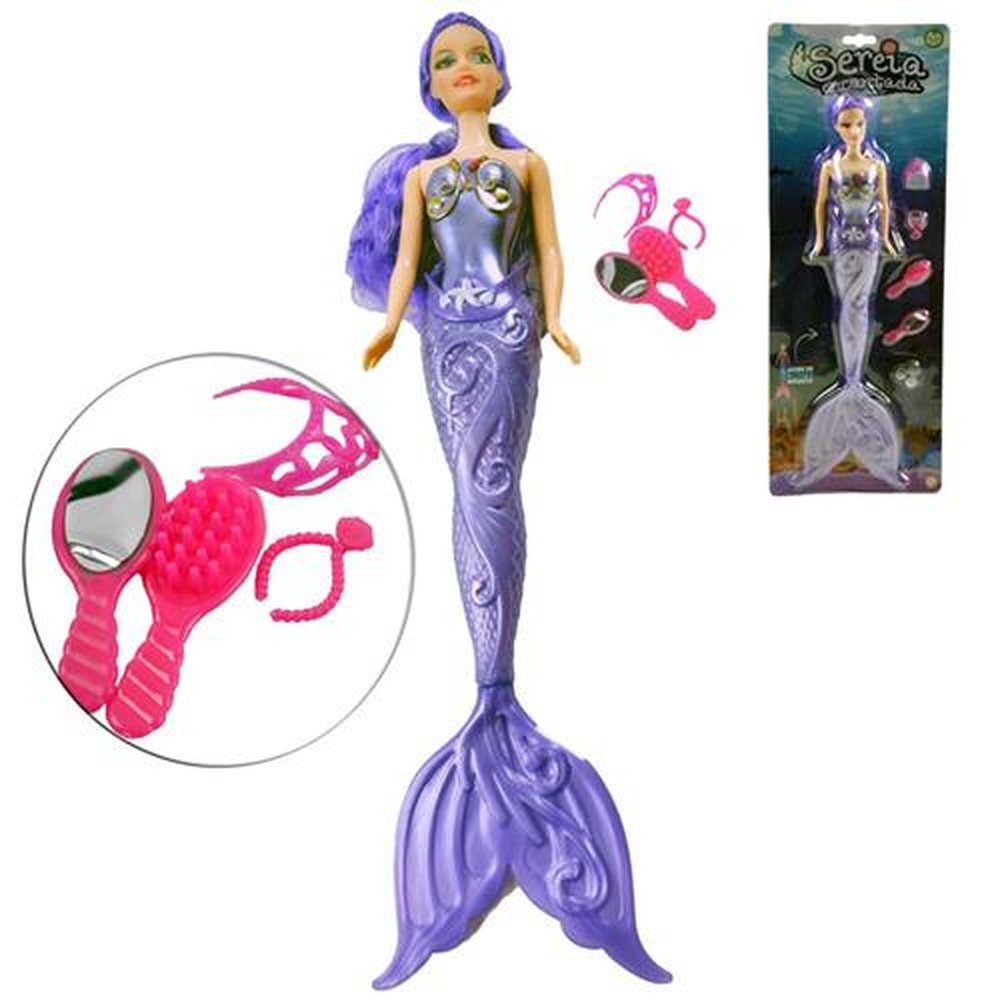 Boneca De Plástico Sereia Encantada Com Luz E Aces