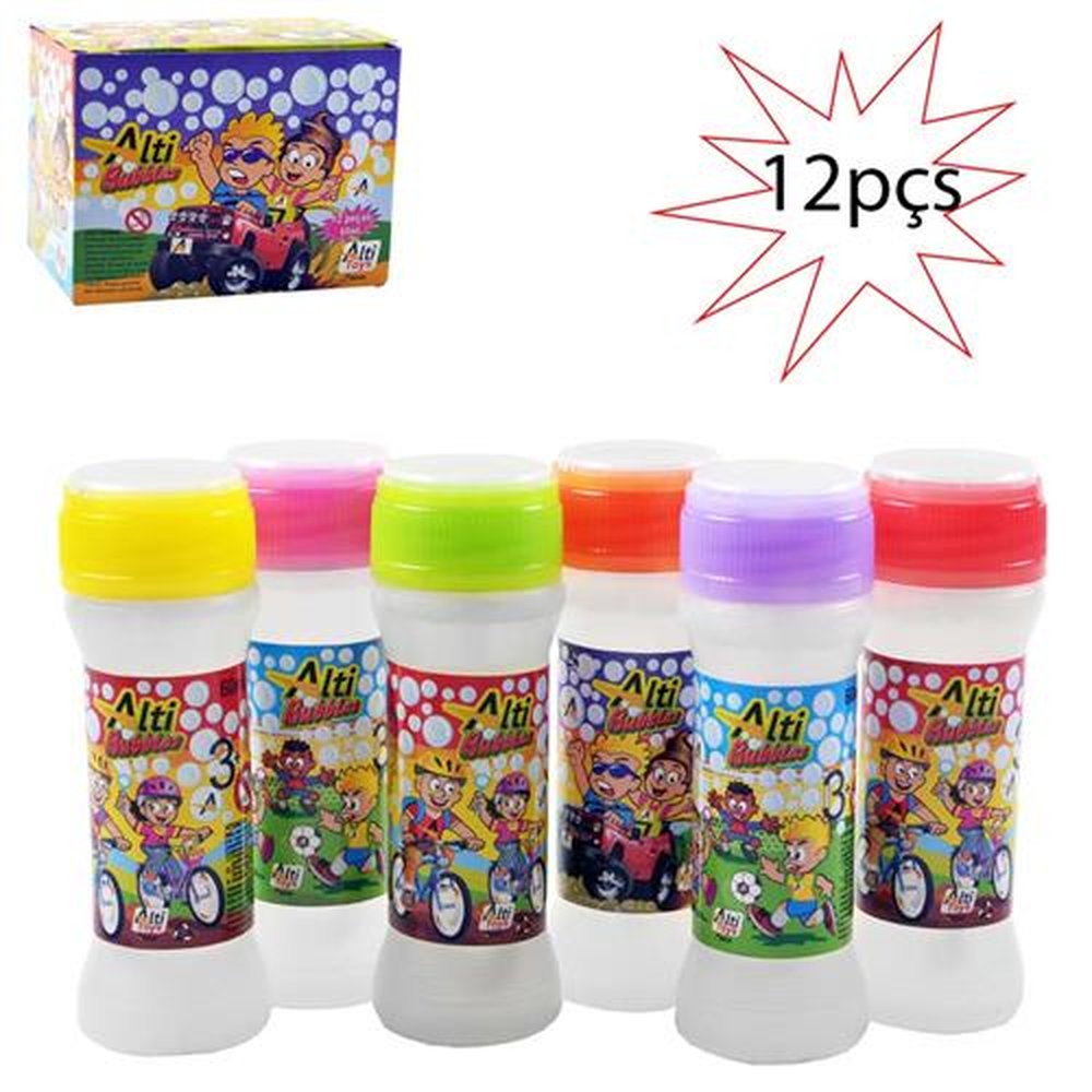 Bolha De Sabao Alti Bubbles 12 Peças Contem 60Ml