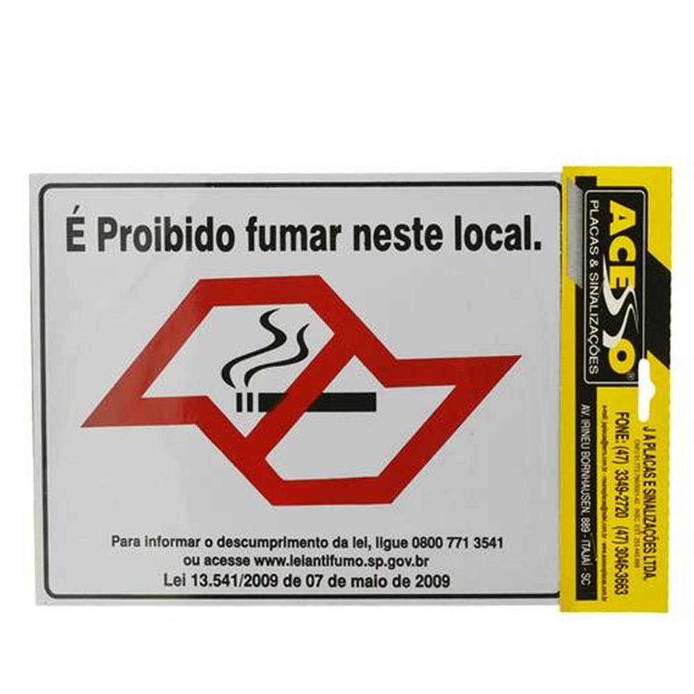 Placa Sinalizacao E Proibido Fumar Neste Local