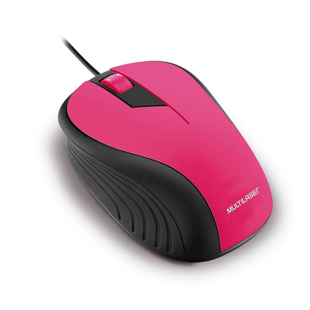 Mouse Multilaser Emborrachado Rosa Usb - MO223