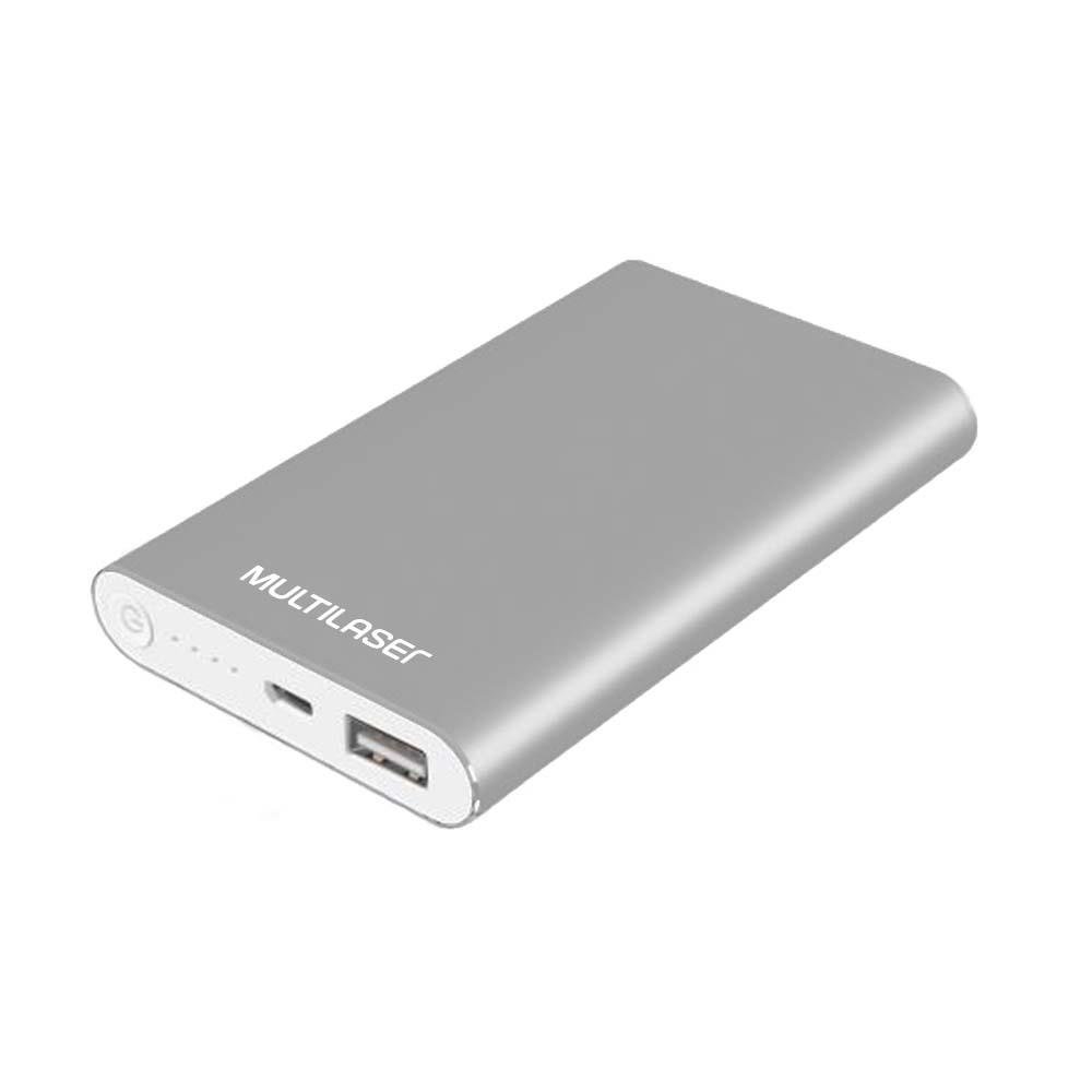 Power Bank Silver Multilaser Bateria 8.000 MAH de Polímero Concept Prata - CB133