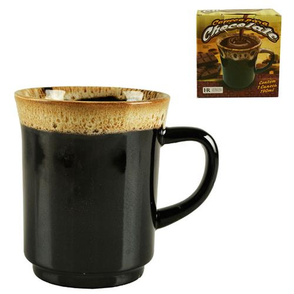 Caneca De Porcelana 190Ml Com Borda Chocolate