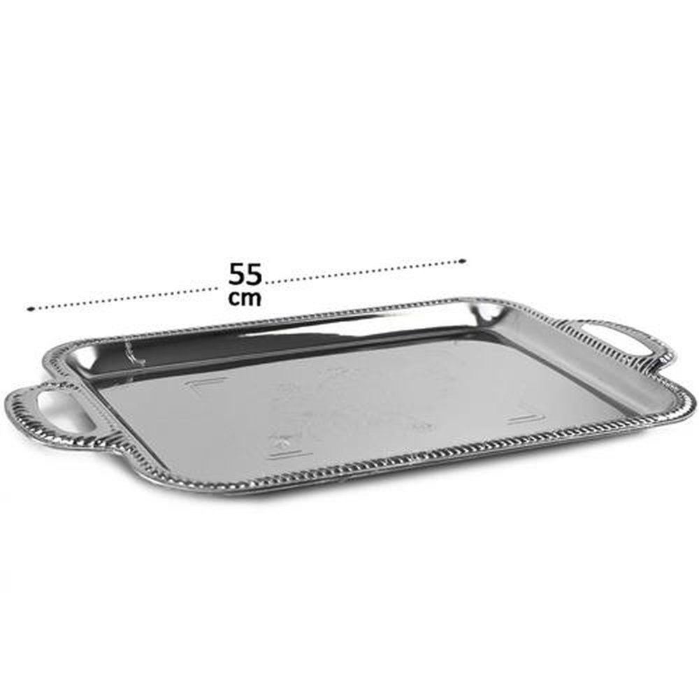 Bandeja Retangular Em Inox 55Cm