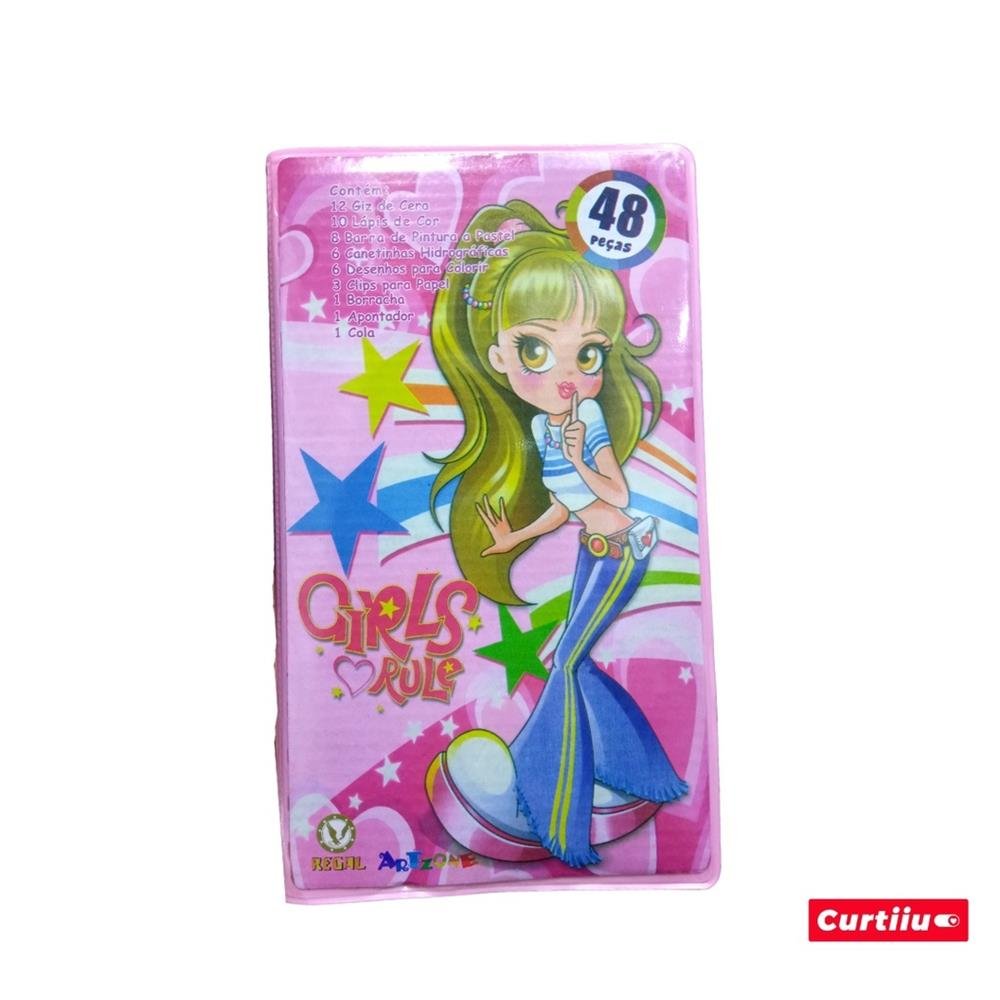 Estojo Desenho Girls Rule 48Pcs Mt 48Gr