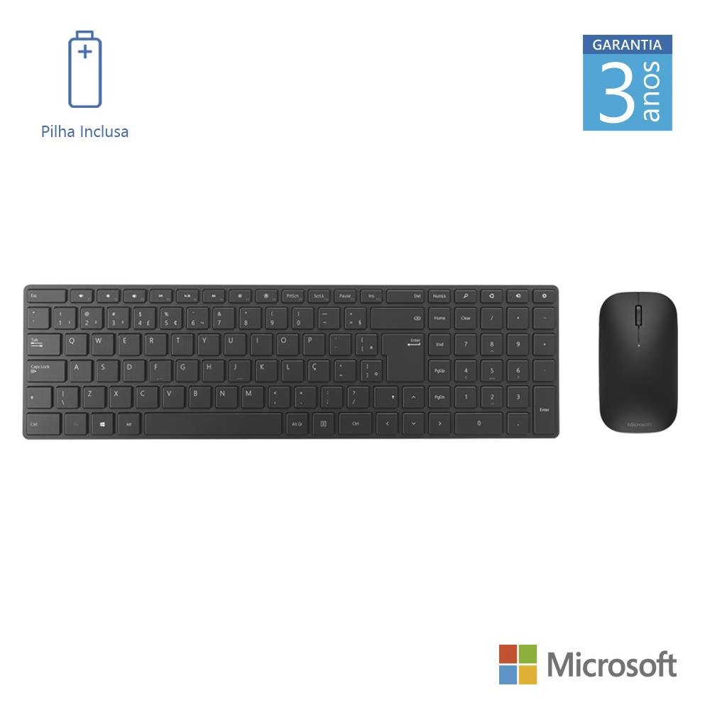 Teclado E Mouse Designer Sem Fio Bluetooth Preto Microsoft - 7N900005
