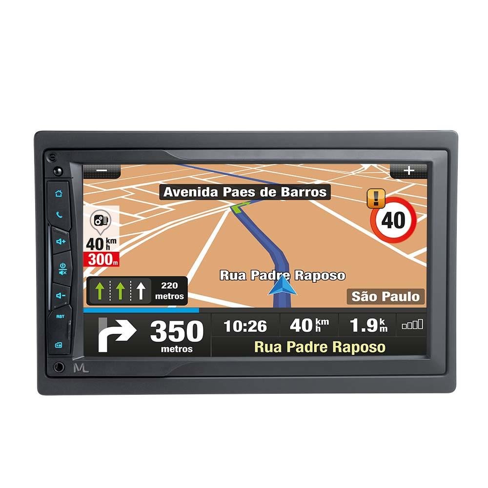 Central Multimídia Multilaser Evolve Link TV GPS Tela 7 Pol Capacitiva GPS Mp5 Mirror Link iOS Android 4x50W Bluetooth + FM + AM + Entrada