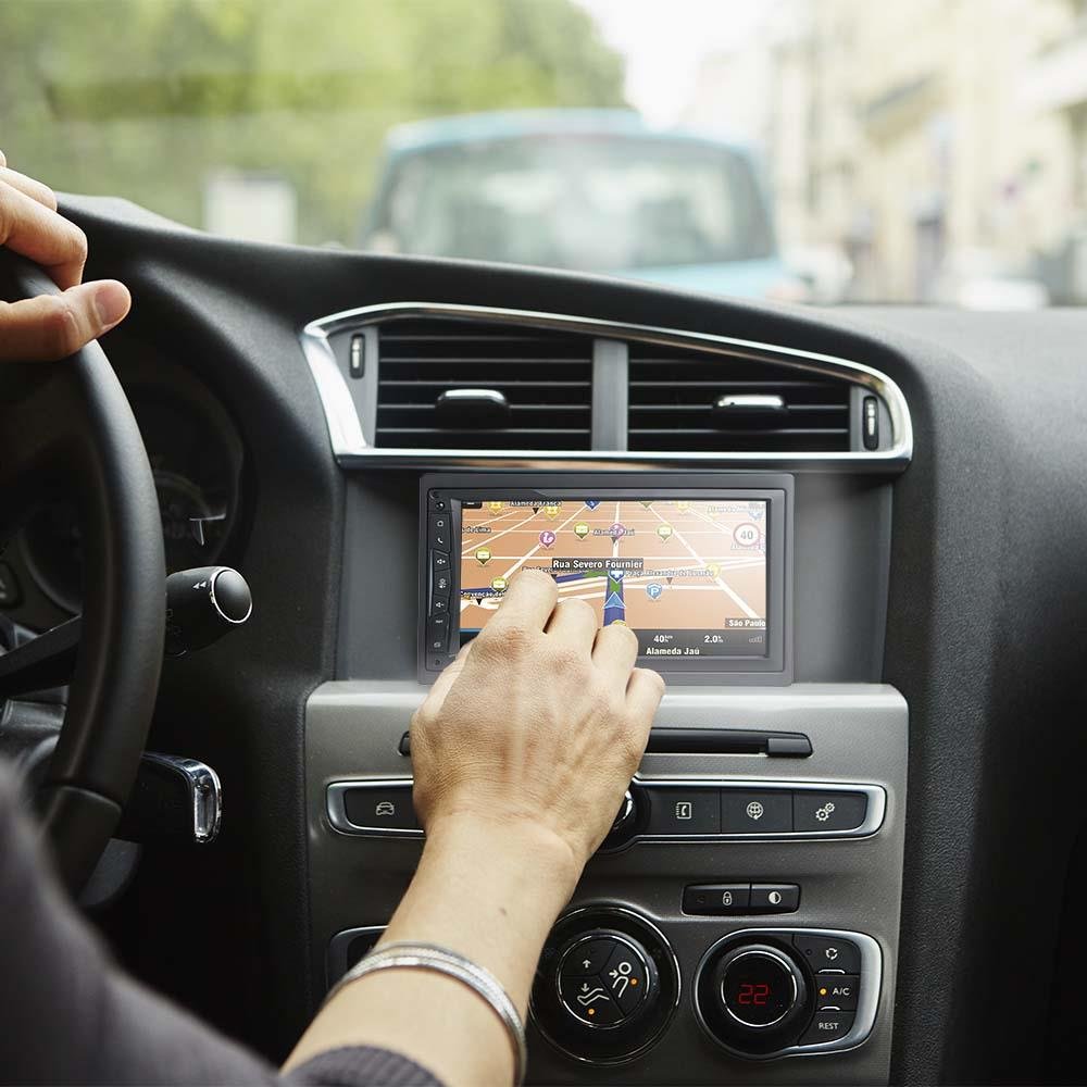Central Multimídia Multilaser Evolve Link TV GPS Tela 7 Pol Capacitiva GPS Mp5 Mirror Link iOS Android 4x50W Bluetooth + FM + AM + Entrada