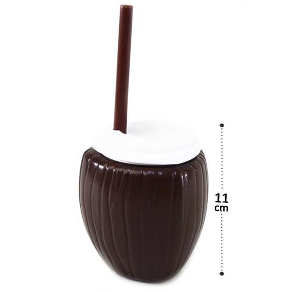 Copo Coco 450Ml Com Canudo Marrom