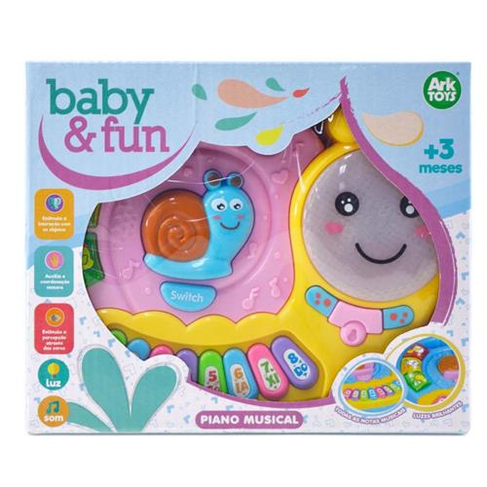 Teclado Musical Infantil Caracol Com Luz E Som