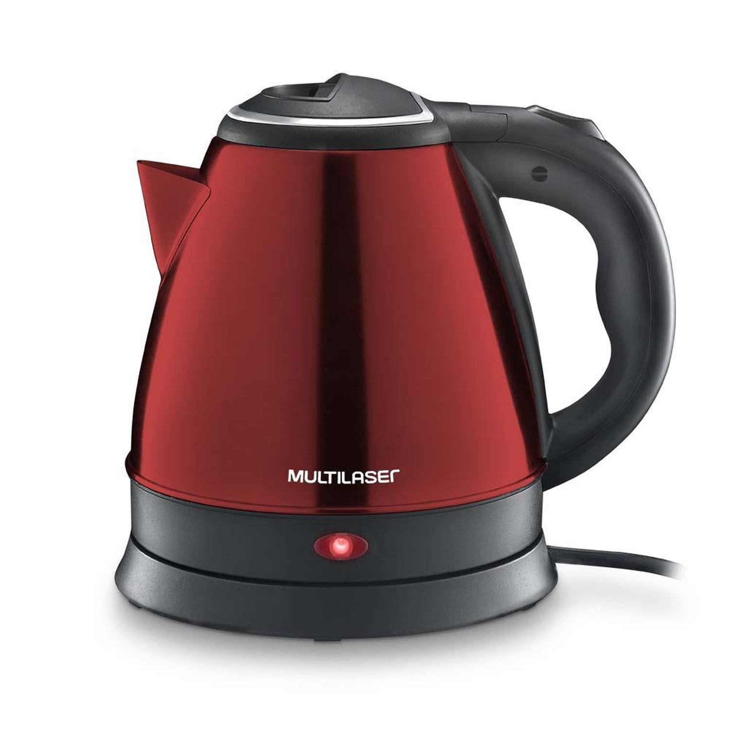 Chaleira Multilaser Inox 1,8L 220V-1800W com base removível e bico peneira LED Vermelha- BE018