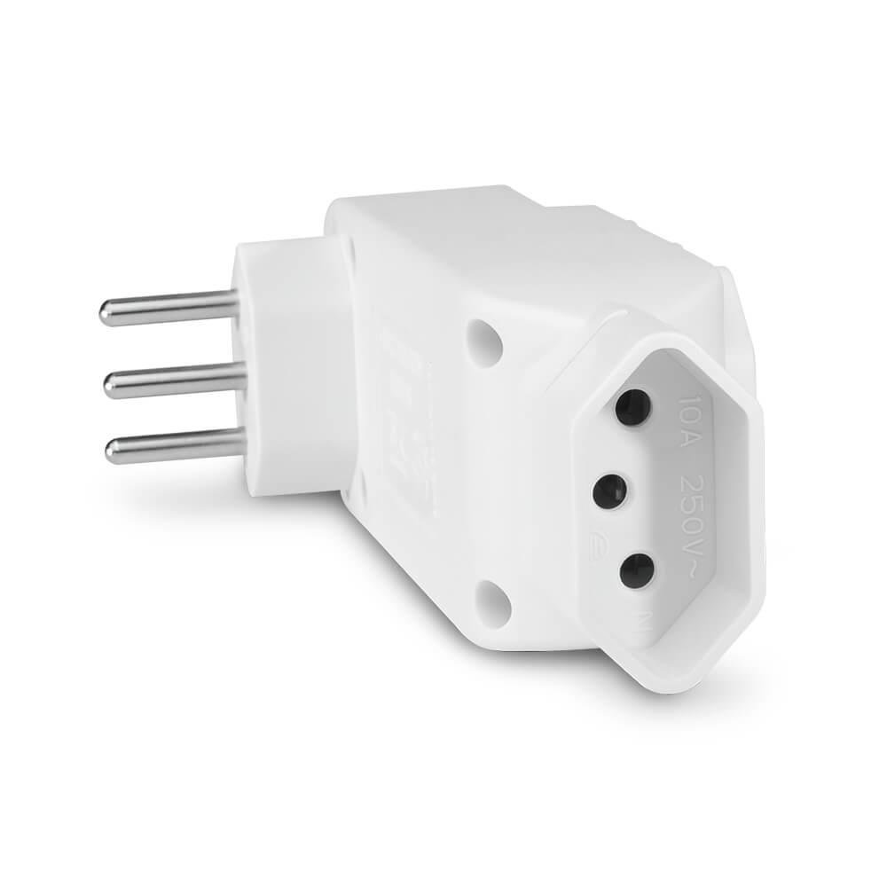 Adaptador de Tomada em L Multi Padrao Novo, 4 Tomadas, Branco (WI246).