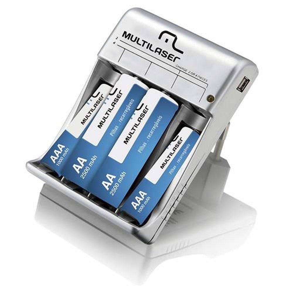 Carregador De Pilhas Com Saída Usb Multilaser - CB073