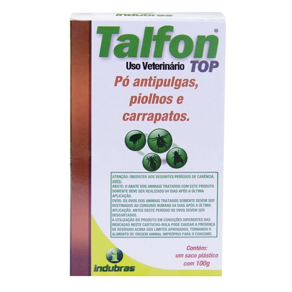 Talfon Top Indubras Inseticida Pó Antipulga, Carrapato, Piolho 100g