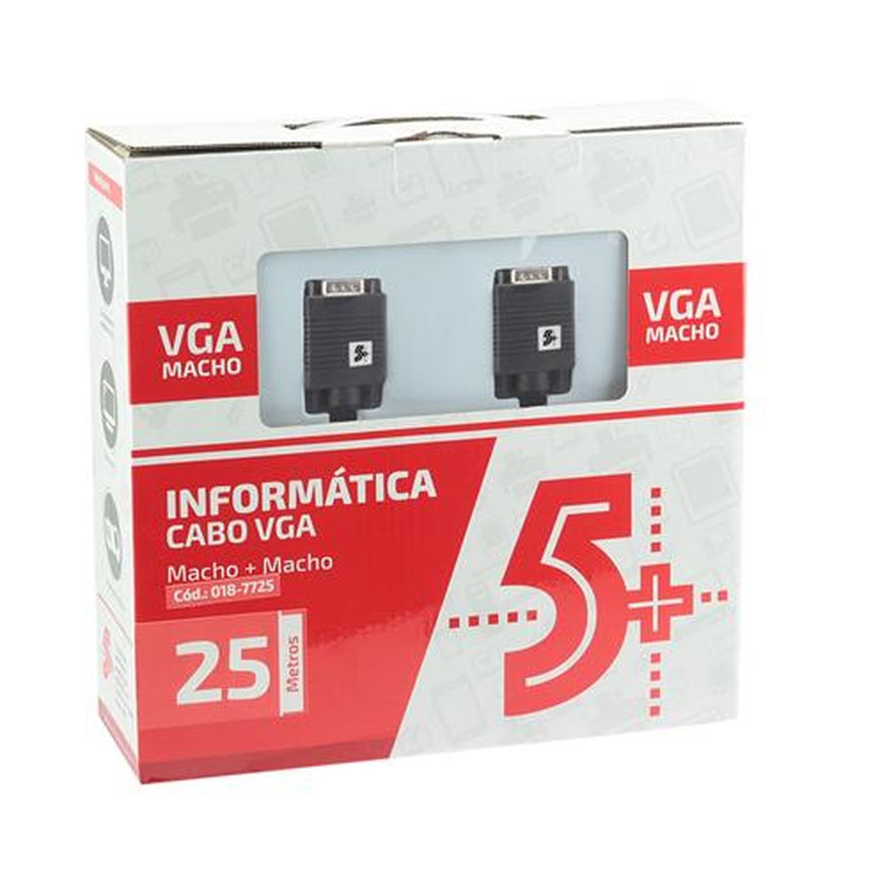 Cabo VGA + VGA 25m C/ Filtro Preto