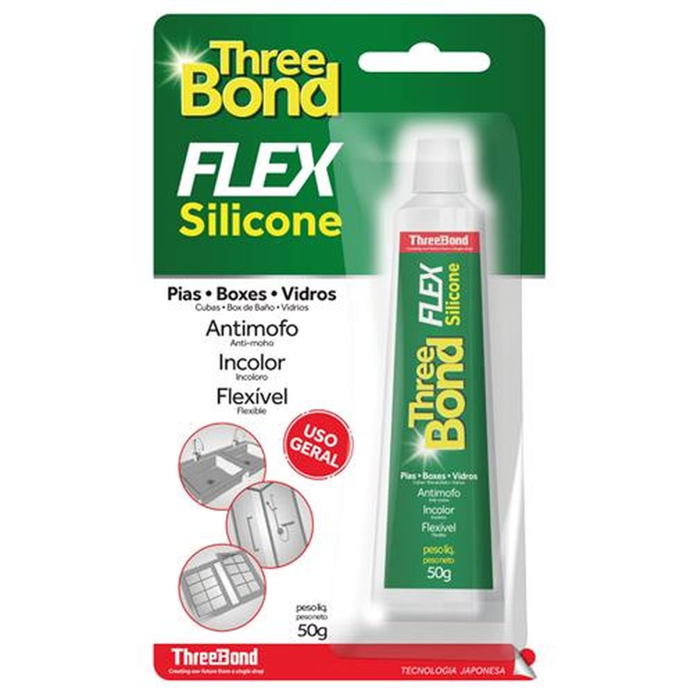 Silicone Three Bond Flex Acético Transparente 50 G