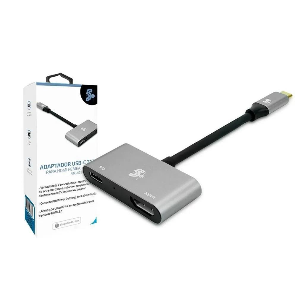 Adaptador USB-C HDMI 4K x 2K 60Hz + USB Fêmea PD, 5+ - 018-7454