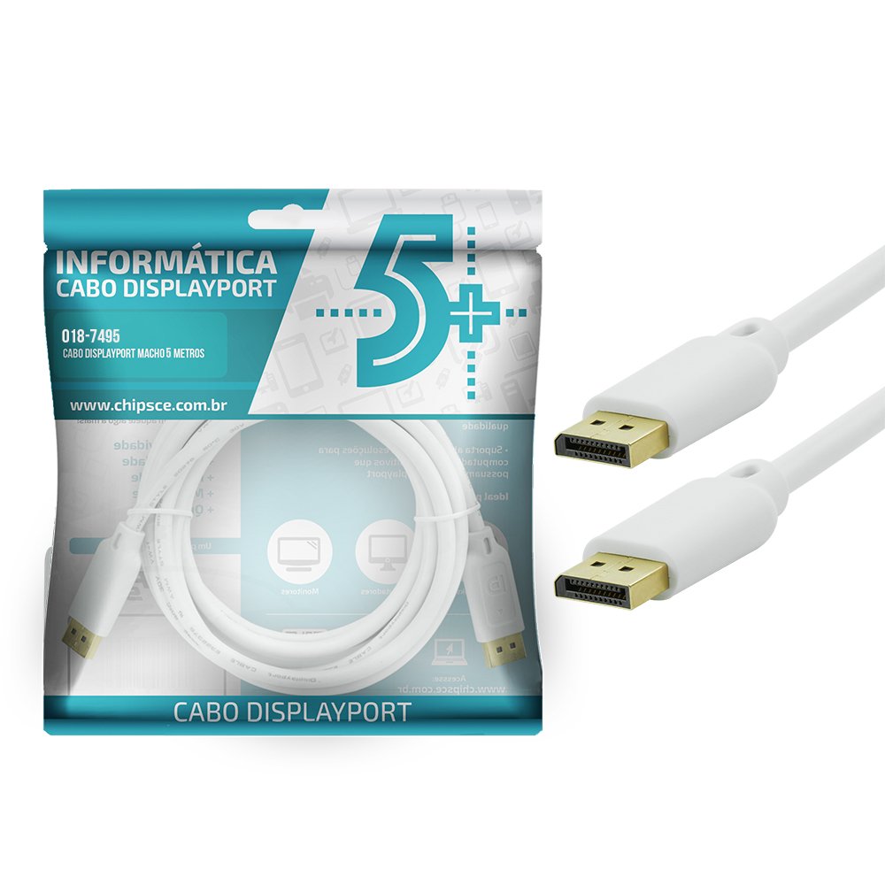Cabo DisplayPort Macho 1.2 8K Gold 5M Com Trava 5+ Un.Venda: PC/1