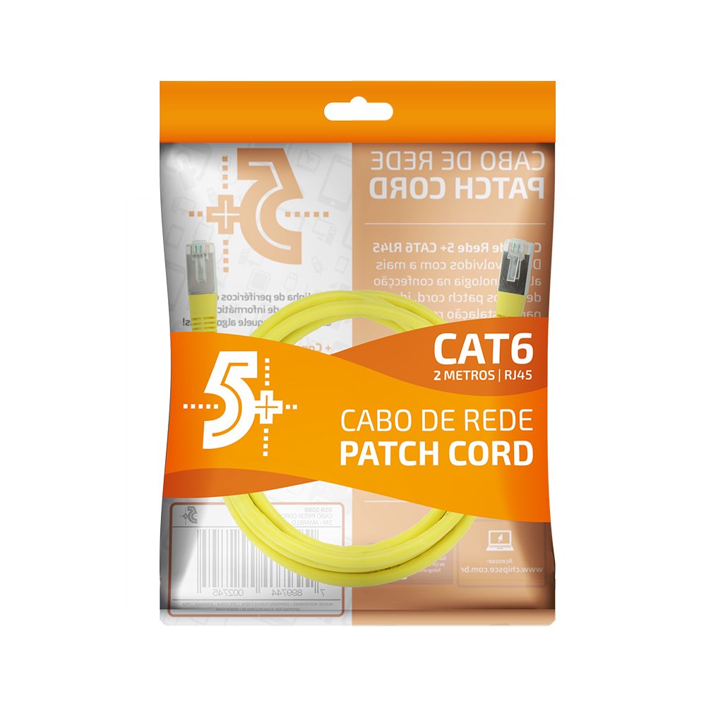 Cabo Patch Cord Cat6 Ftp Amarelo 2m