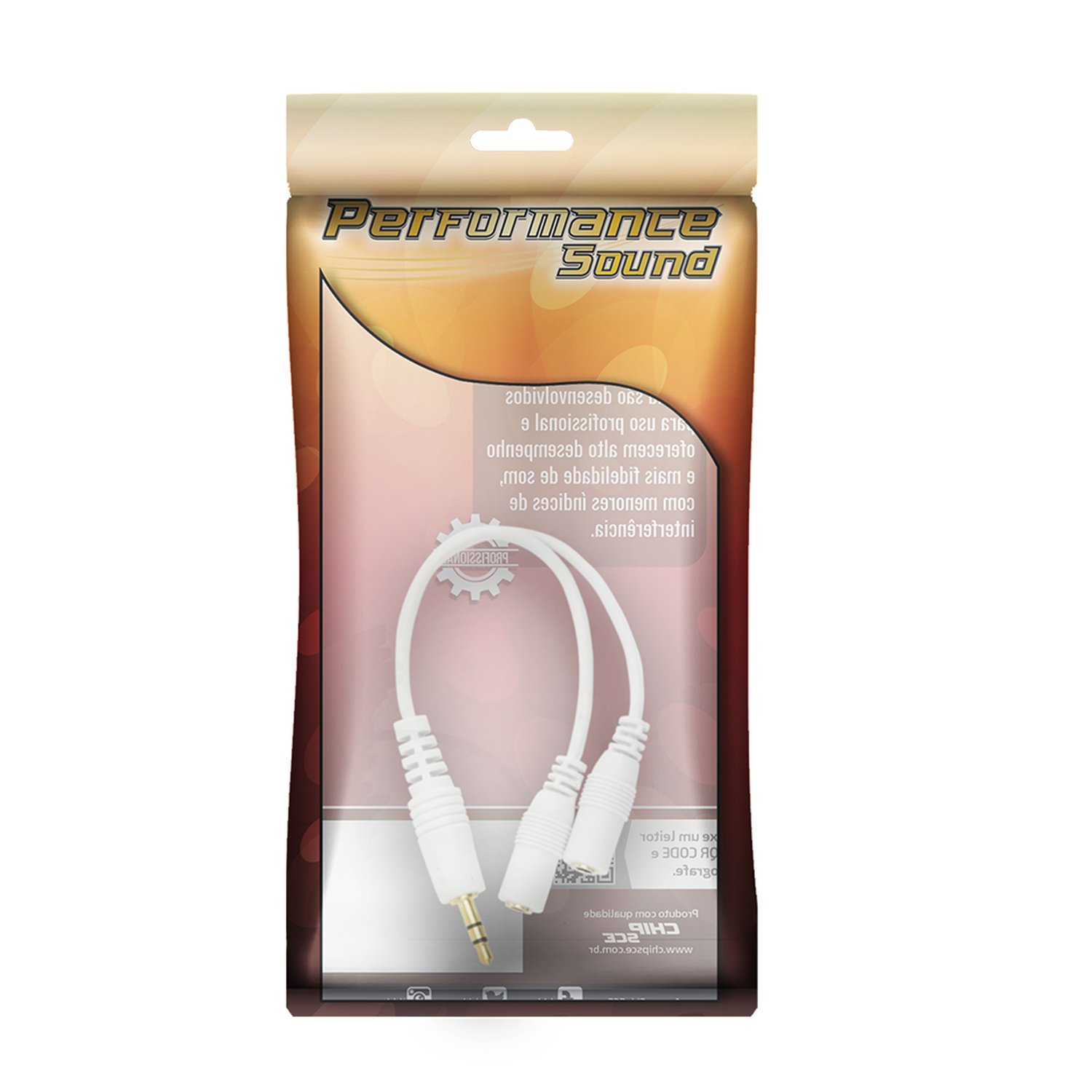 Cabo P2 Y - P2 Estéreo + 2 J2 Estéreo 15cm - Branco