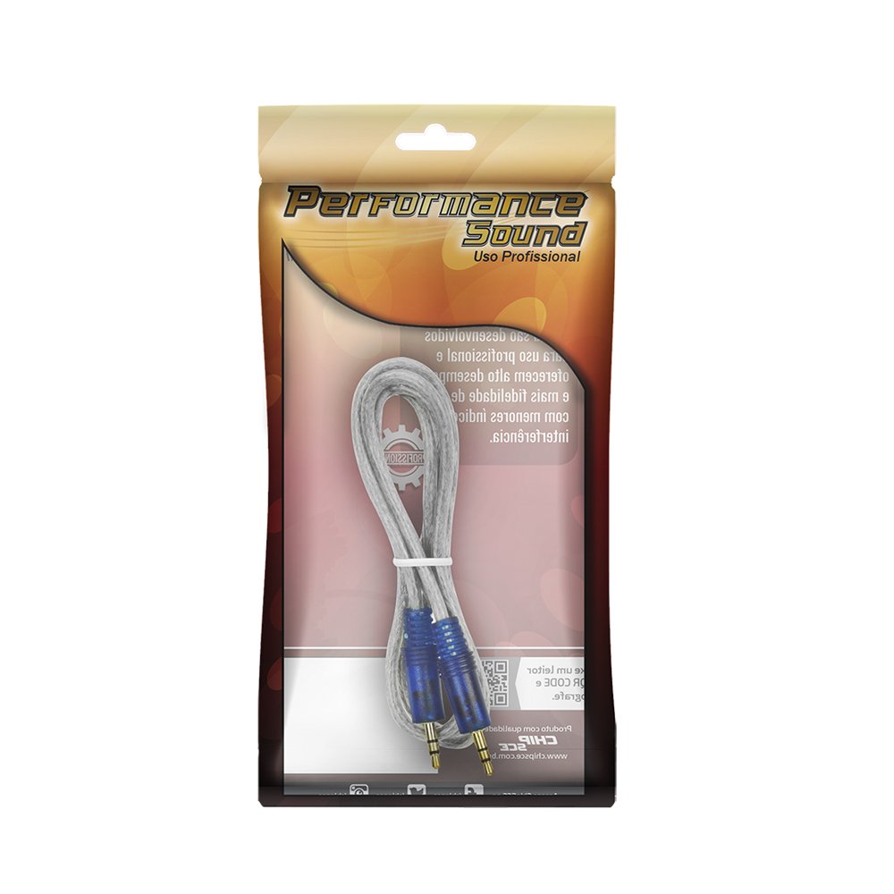 Cabo P2 Cristal - P2 + P2 Estéreo 1m - Transparente