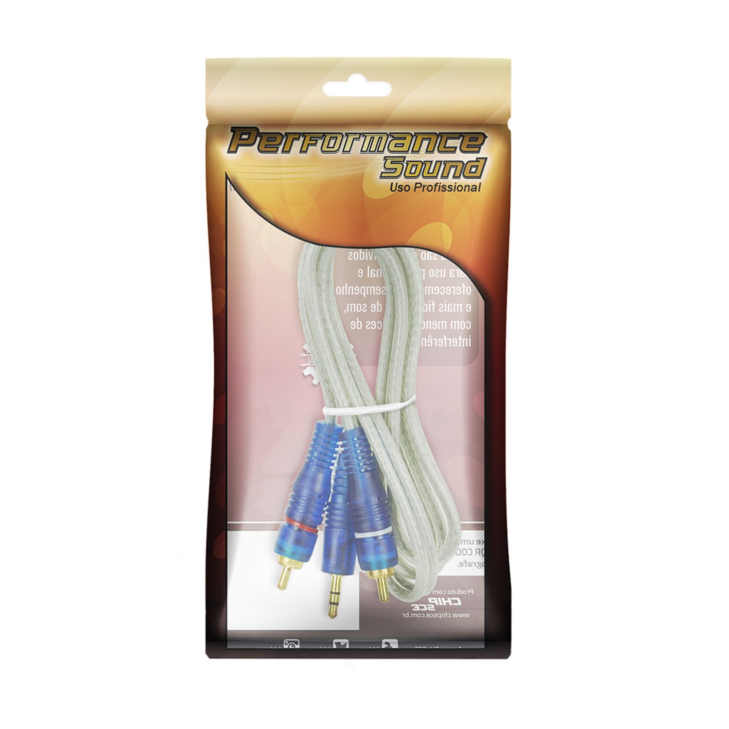 Cabo P2+RCA Cristal - P2 Estéreo + 2 RCA Macho 1m - Transparente