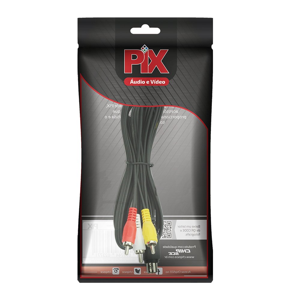 Cabo RCA Av - Mini Din 10 Pinos + 3 RCA Macho - 1.80m