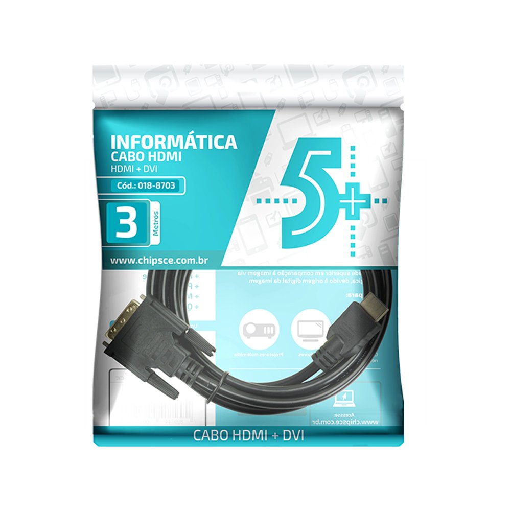 Cabo HDMI Macho + DVI 24+1 3m