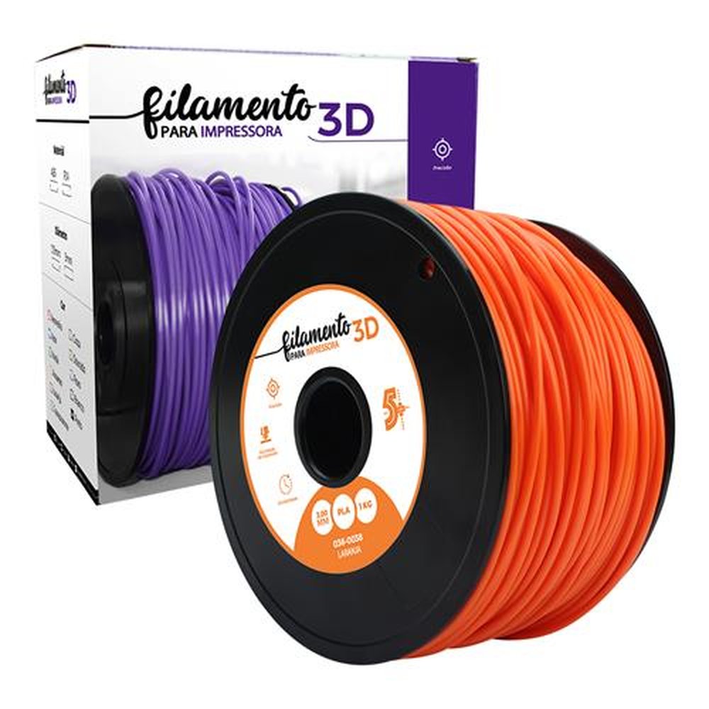 Filamento PLA Laranja - 3mm - 1KG