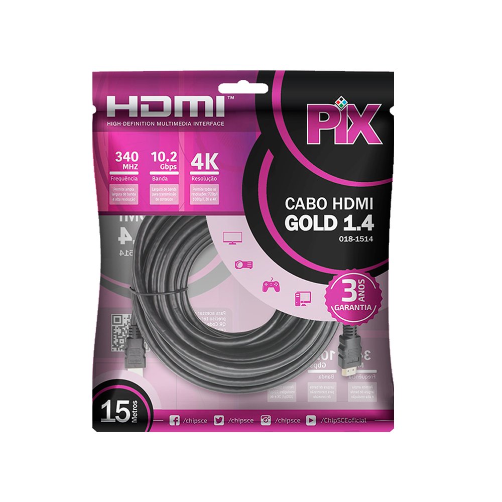 Cabo HDMI 1.4 4K ULTRAHD 19p 15m