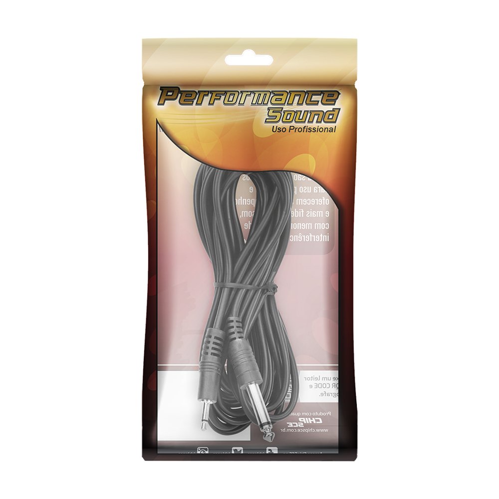 Cabo P2+p10 Plastico - P2 Mono + P10 Mono 5m