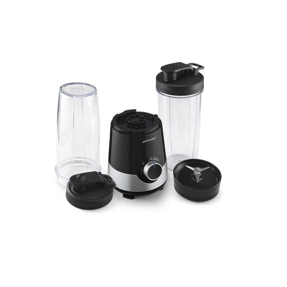 Liquidificador Shake 220V-300W 2 copos de 800ml - 2 velocidades e função pulsar Preto/Prata Multilaser - BE014