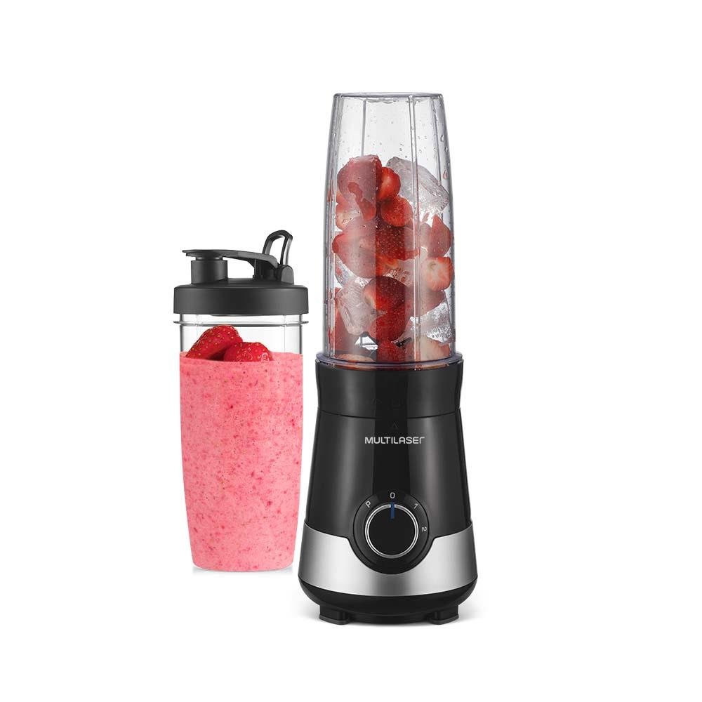 Liquidificador Shake 220V-300W 2 copos de 800ml - 2 velocidades e função pulsar Preto/Prata Multilaser - BE014