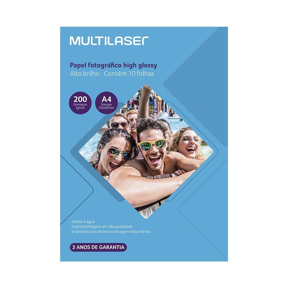 Papel Fotográfico Multilaser A4 200g M2 C 10 Folhas Branco Pe011 Martins Atacado 9877