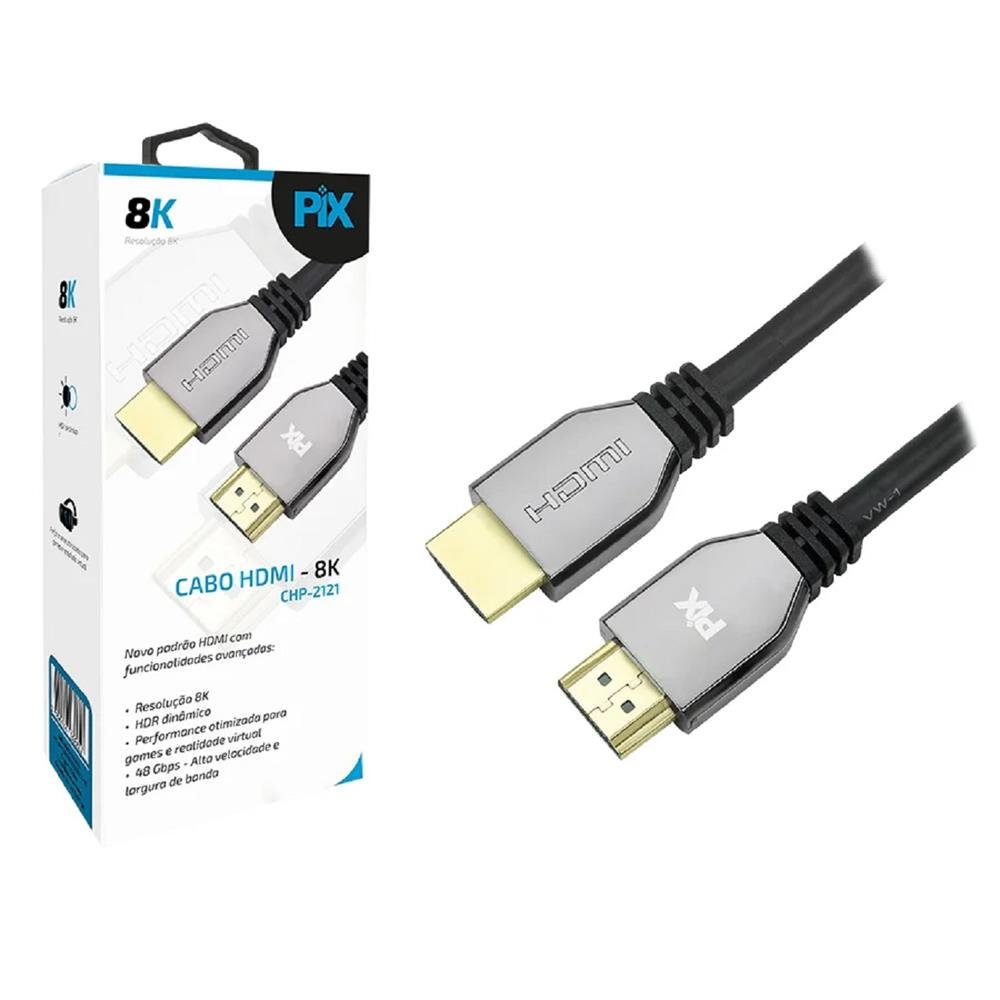 Cabo Hdmi Pix 8K, 2.1, Hdr, Dinâmico, 1.5 Metros - 018-2121