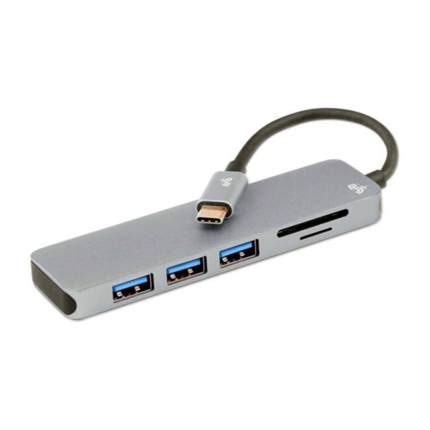 Hub USB 3.0 5+, com 3 portas USB e Leitor de Cartão SD/Micro SD, com Conexão USB-C - 018-7452