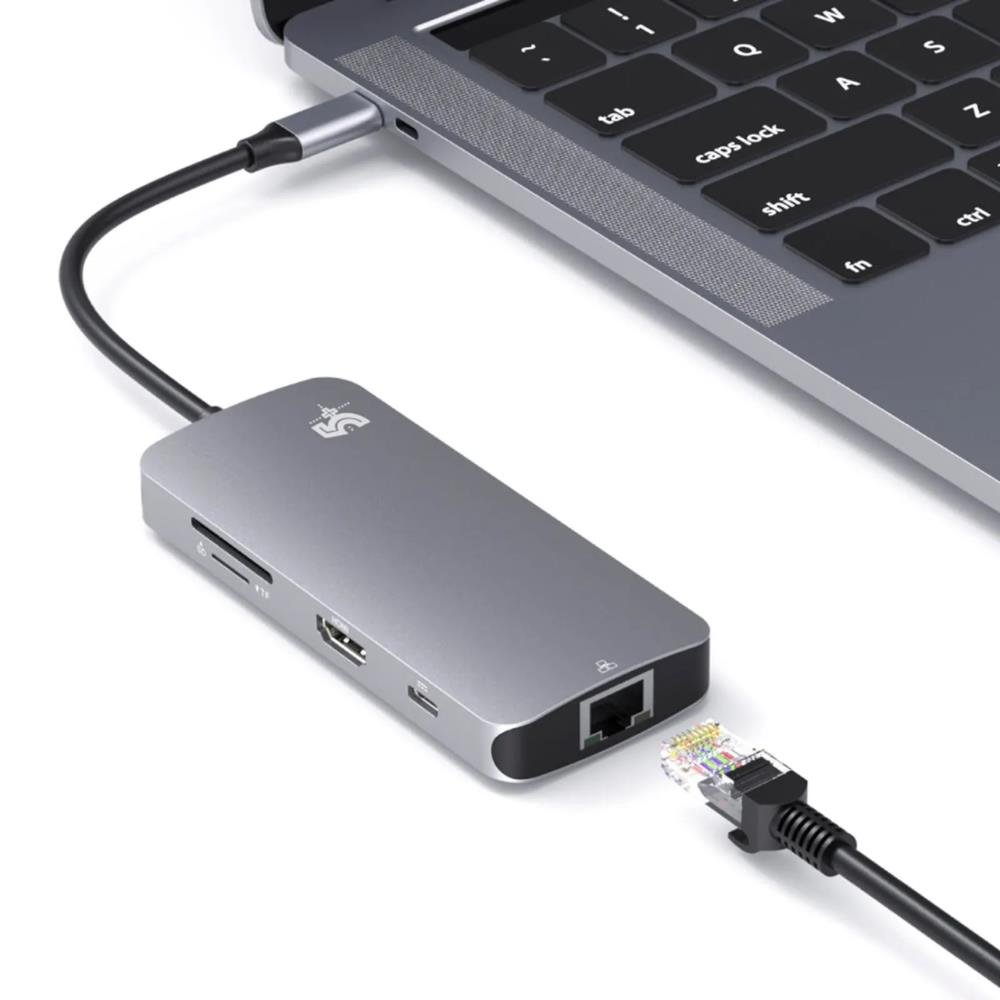 HUB USB-C 7x1, HDMI, USB 3.0, RJ45 USB-C, LEITOR SD/MICRO SD, 5+ - DTC-02 018-7453