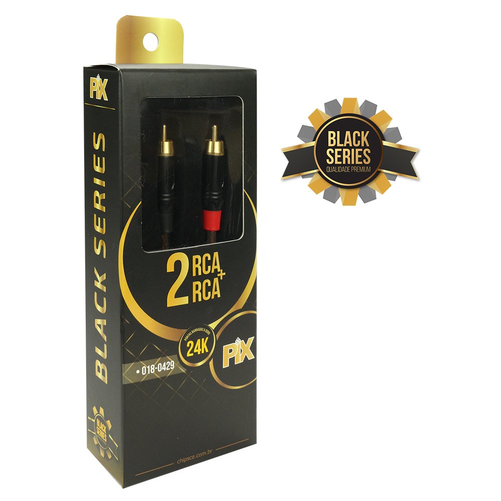 Cabo RCA Black Series - 2 + 2 RCA 100% Cobre - 1.20m